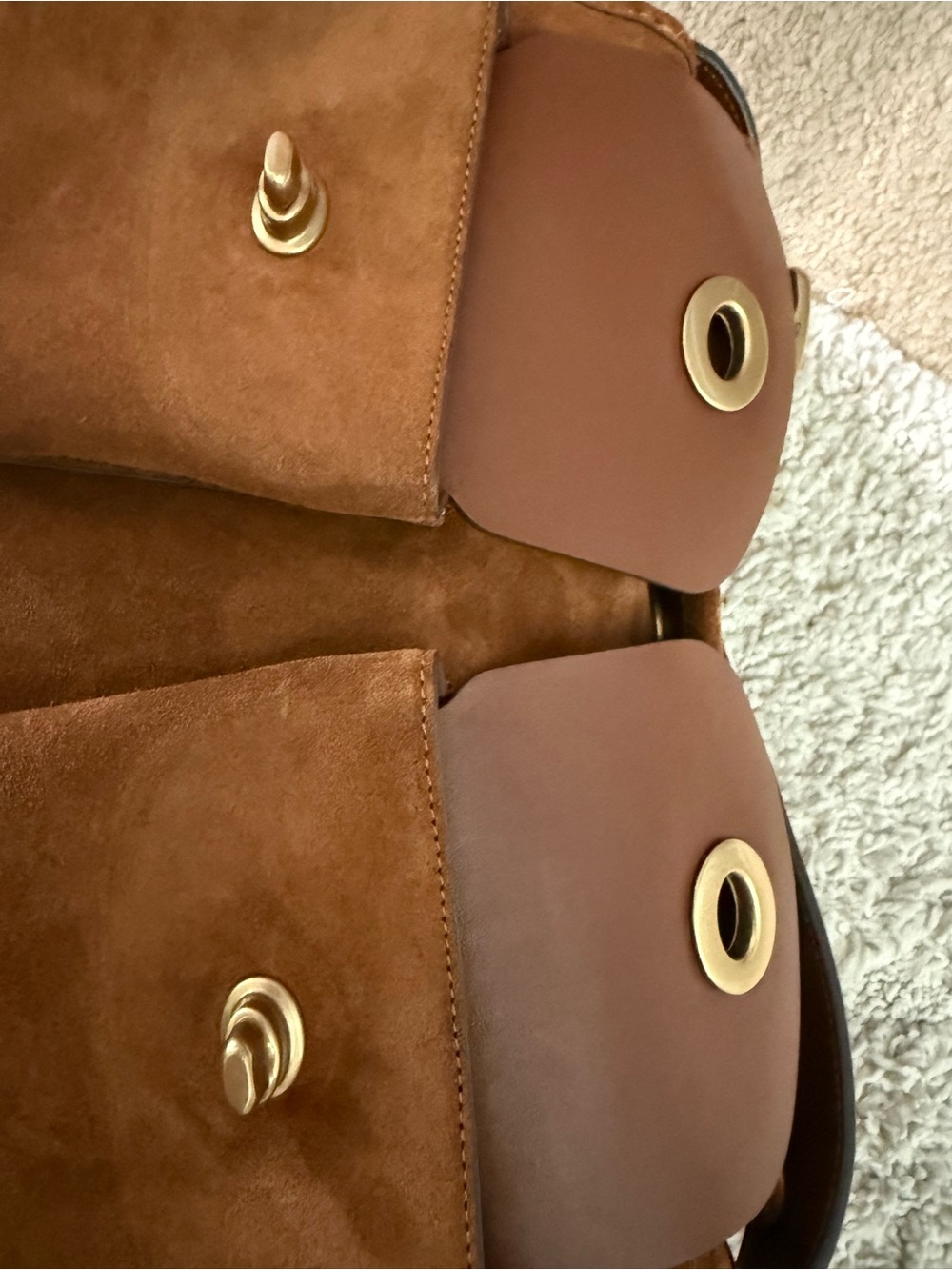 Coach Brown Suede Shoulder Bag with Front Pockets - Picture 7 of 16